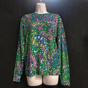 Vintage Darlene Knitwear Mod Psychedelic Pop Art Pullover Hand Screen Print M/L